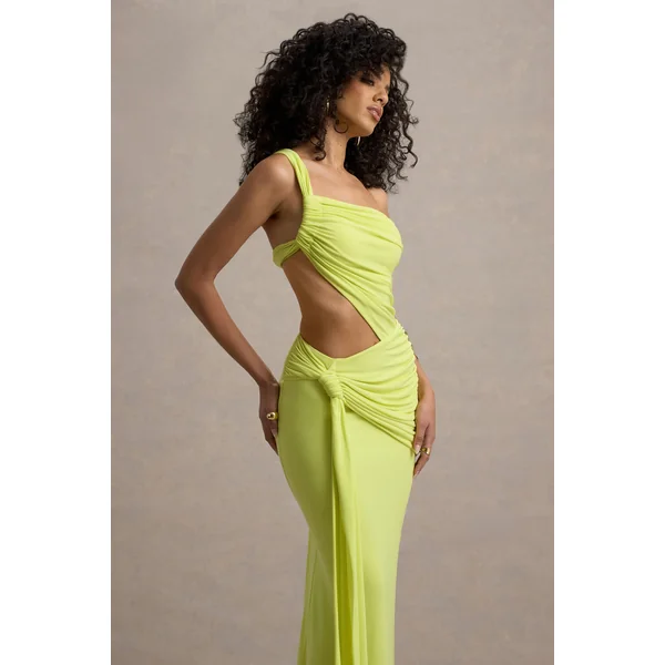Giovanna | Robe Longue Jaune Asymétrique avec Jupe Portefeuille