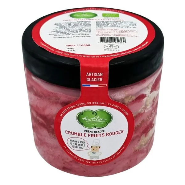 Glace crumble fruits rouges 490g