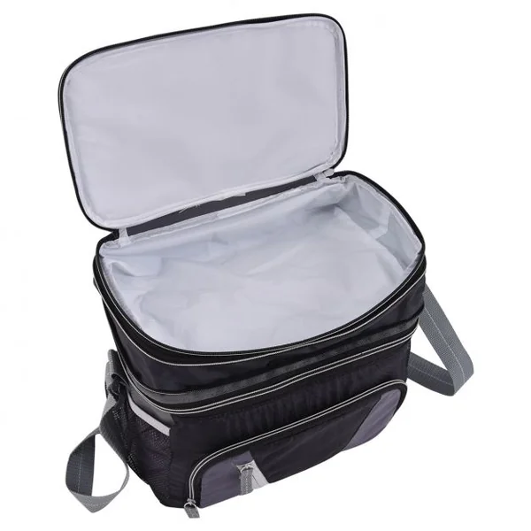 Glacière Sac Isotherme Repas Goûter chaud/froid Sac Pique-nique avec 3 Poches 28*16*26 cm noir/gris