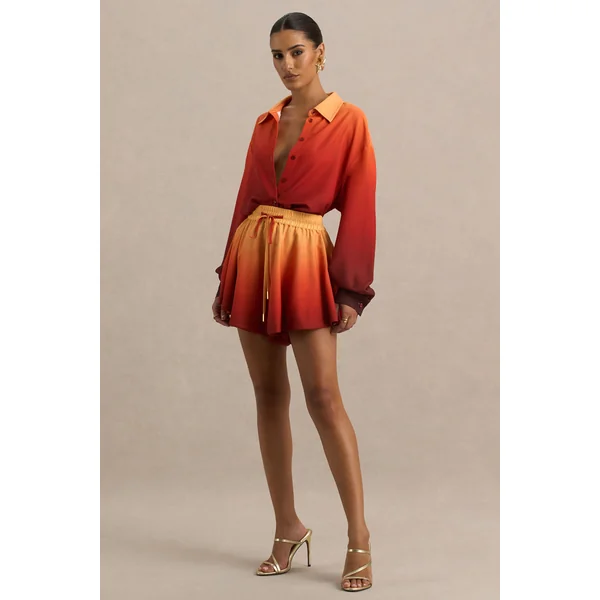 Gold Coast | Shorts en satin ombré avec détail à cordon de serrage.