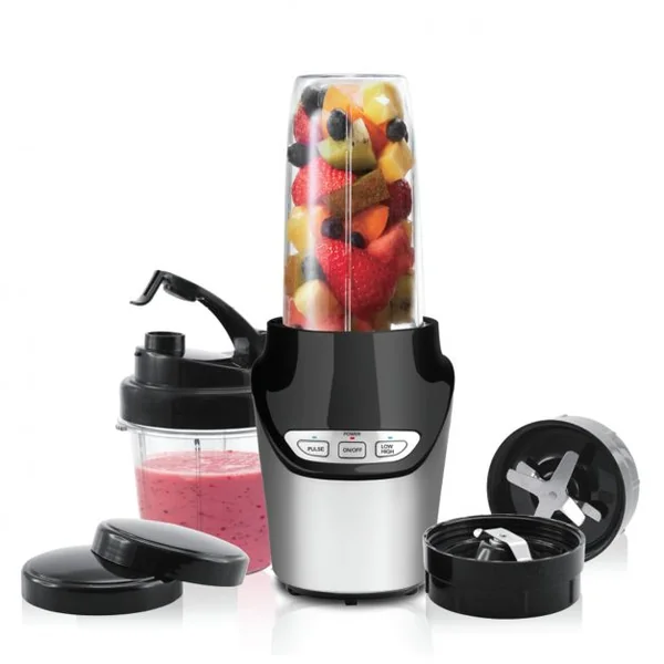 GOPLUS Mixeur blender puissant Blender smoothie hachoir avec 2 bols 450-1000 ml, Puissance 1000 W, Corps en inox, Noir