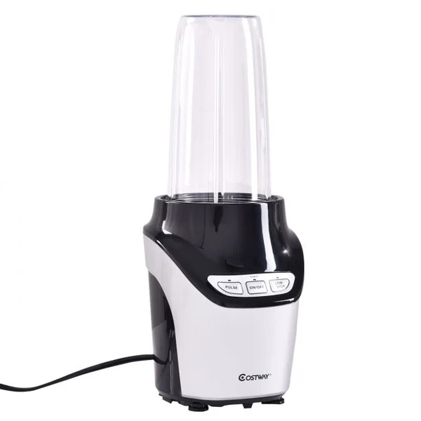 GOPLUS Mixeur blender puissant Blender smoothie hachoir avec 2 bols 450-1000 ml, Puissance 1000 W, Corps en inox, Noir