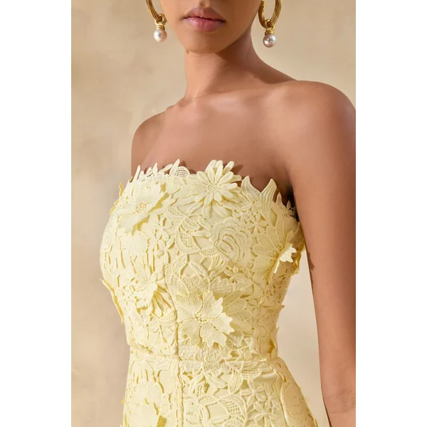 Gracie | Robe longue bandeau en dentelle citron