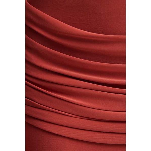 Graciella | Robe longue bandeau rouille avec drapé et foulard