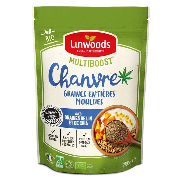 Graines moulues chanvre lin chia 200g