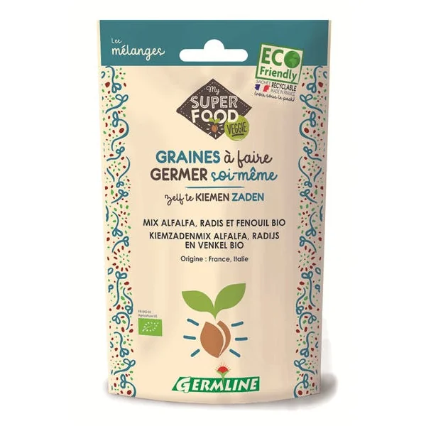 Graines à germer alfalfa, radis, fenouil
