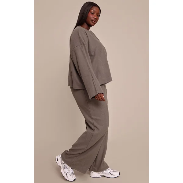 Gris Anthracite Jogging Large À Pinces Toucher Doux Grande Taille