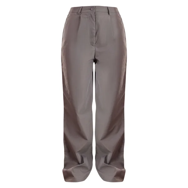 Gris Anthracite Pantalon Droit En Peau De Pêche