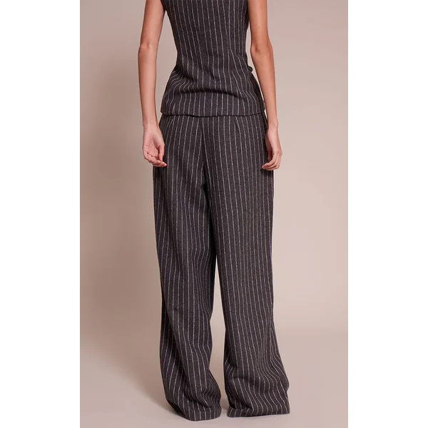 Gris Anthracite Pantalon Droit Tissé Brossé