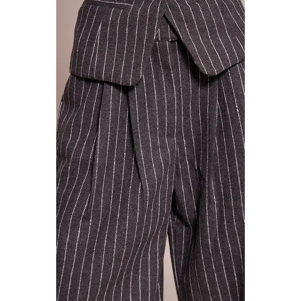 Gris Anthracite Pantalon Droit Tissé Brossé