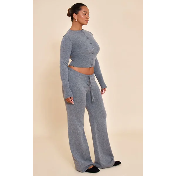 Gris Anthracite Pantalon Taille Nouée En Maille Shape