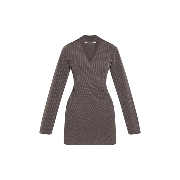 Gris Anthracite Robe Moulante À Manches Longues Avec Détail Foulard