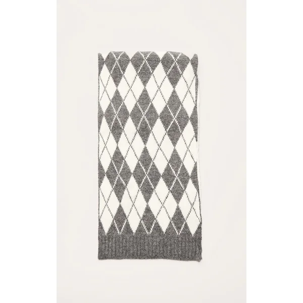 Gris Anthracite Écharpe Tricotée À Motif Losanges