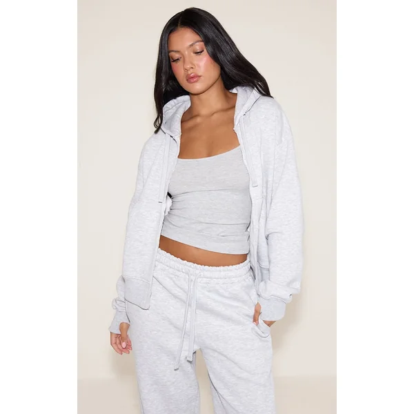 Gris Cendré Sweat À Casynthétiqueche Zippé Oversize
