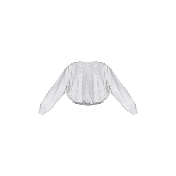 Gris Cendré Sweat-shirt Court Zippé Avec Cordon De Serrage À La Taille