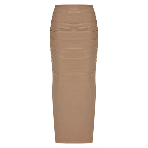 Gris Champignon Jupe Longue Froncée En Tissu Doux Au Toucher