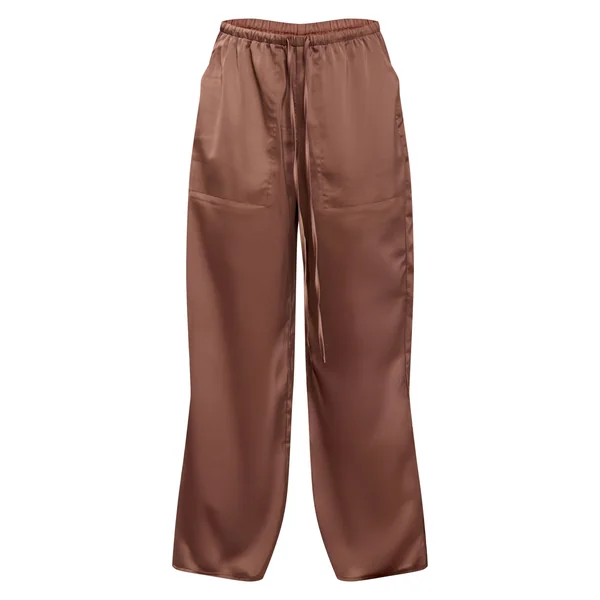 Gris Champignon Pantalon Large Taille Basse En Satin Avec Cordon De Serrage