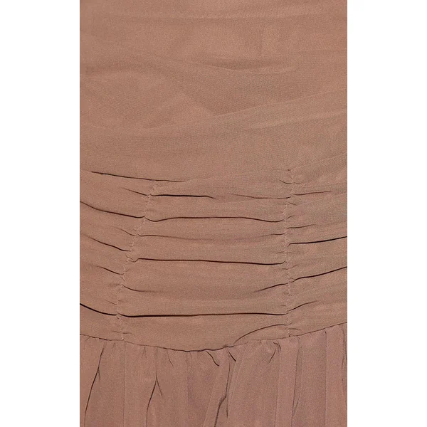 Gris Champignon Robe Courte En Mousseline À Col Licou