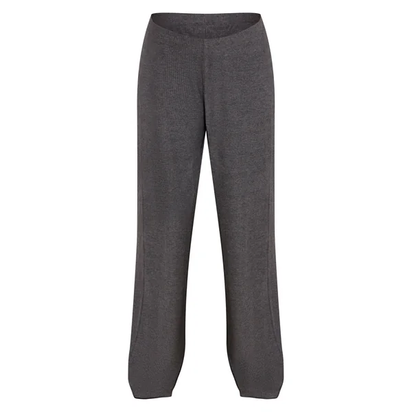 Gris Charbon Pantalon Droit À Grosses Côtes Avec Taille Élastiquée