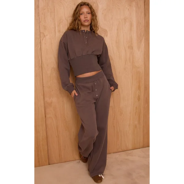 Gris Charbon Sweat-shirt Cintré À Boutons