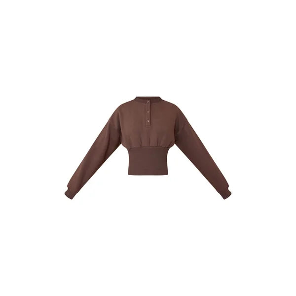 Gris Charbon Sweat-shirt Cintré À Boutons