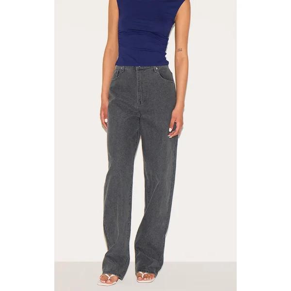 Gris Délavé Jean Boyfriend Taille Haute Tall