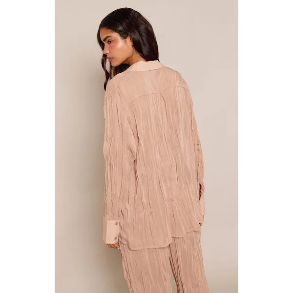 Gris Pierre Ensemble Chemise Coordonnée À Texture Légère