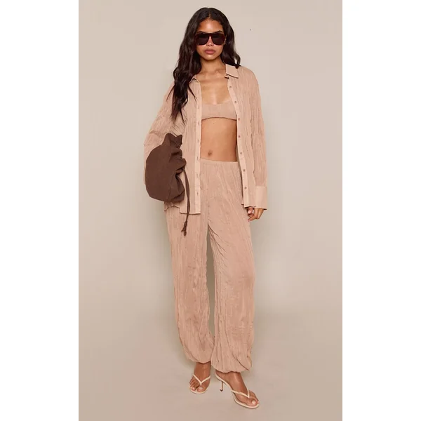 Gris Pierre Ensemble Chemise Coordonnée À Texture Légère