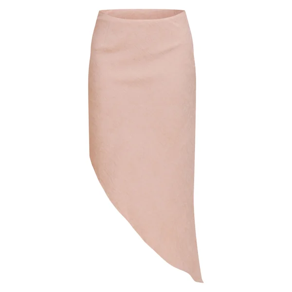 Gris Pierre Jupe Mi-longue Asymétrique Fluide En Peau De Pêche