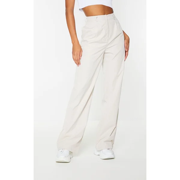 Gris Pierre Pantalon Droit En Peau De Pêche
