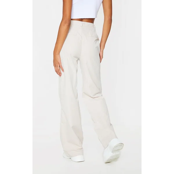 Gris Pierre Pantalon Droit En Peau De Pêche