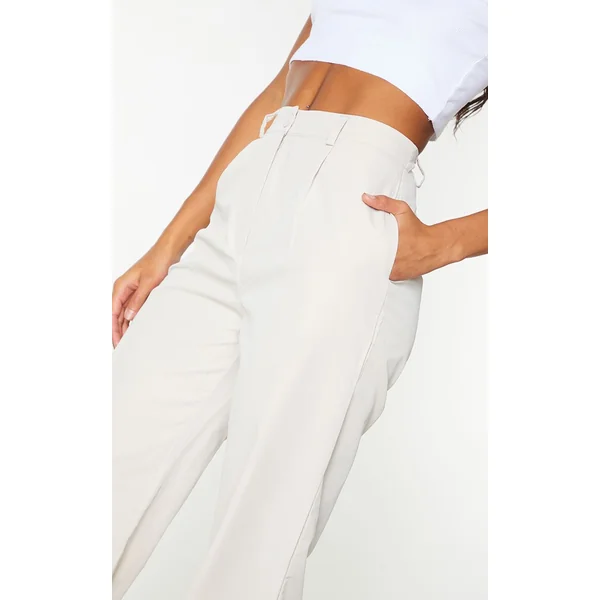 Gris Pierre Pantalon Droit En Peau De Pêche