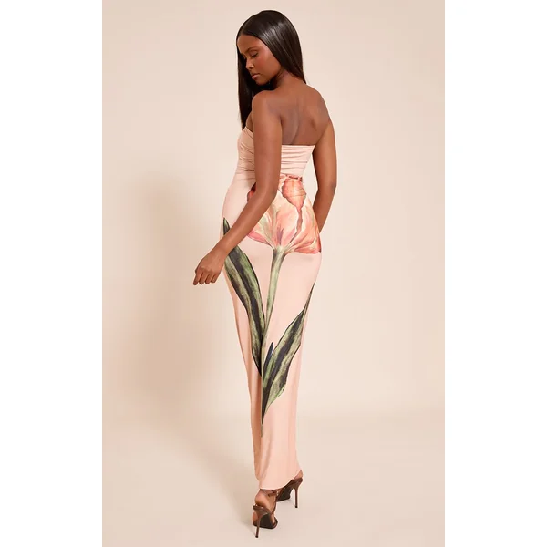 Gris Pierre Robe Maxi Bandeau À Imprimé Fleuri