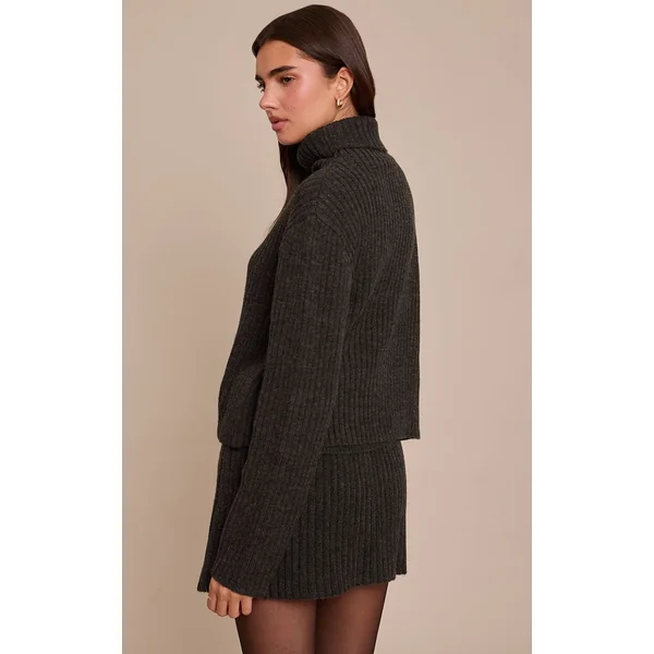 Gris Synthétiquell Col Roulé En Maille