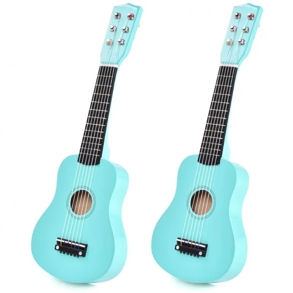 Guitare 21 Pouces 6 Cordes pour Enfants GOPLUS Guitare pour Débutants en Peuplier et Tilleul, 600g, 53,5 x 17 cm, Bleu