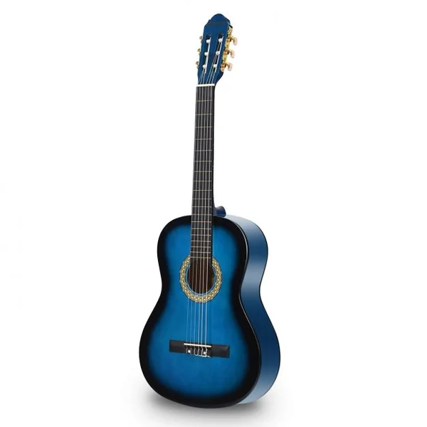 Guitare Acoustique Classique 39 Pouces en Bois de Tilleul et d’Épicéa avec Accessoires 101x36,5x9,8cm, Bleu