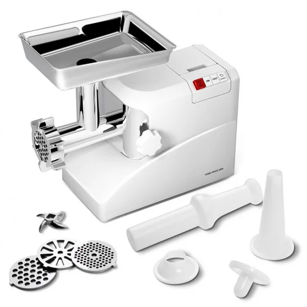 Hachoir Electrique à Viande et Saucisses 700w avec Lame de Coupe à 4 Rabats en Acier Inoxydable 220-240v/50hz Blanc
