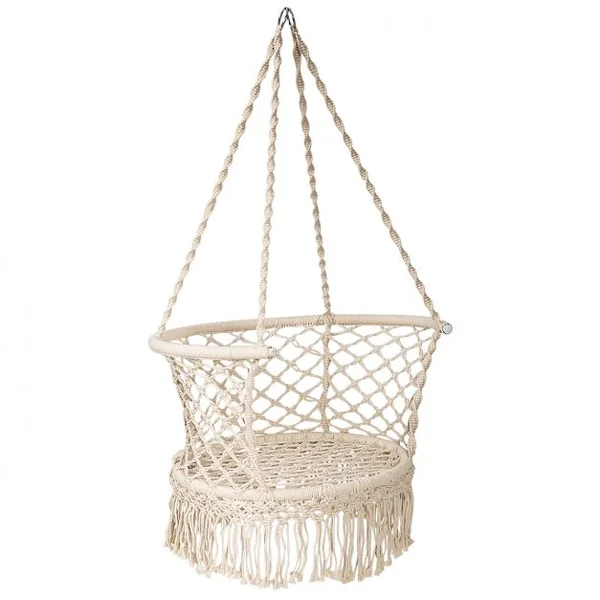 Hamac Chaise Balançoire Macramé Siège Suspendu en Corde de Coton avec Franges Romantiques Capacité de 160kg