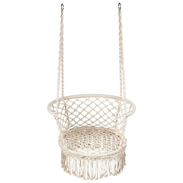 Hamac Chaise Balançoire Macramé Siège Suspendu en Corde de Coton avec Franges Romantiques Capacité de 160kg