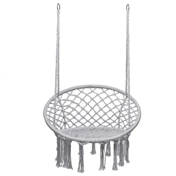Hamac Suspendue Fauteuil Relax Chaise de Jardin1 Place Capacité 150KG en Coton Gris