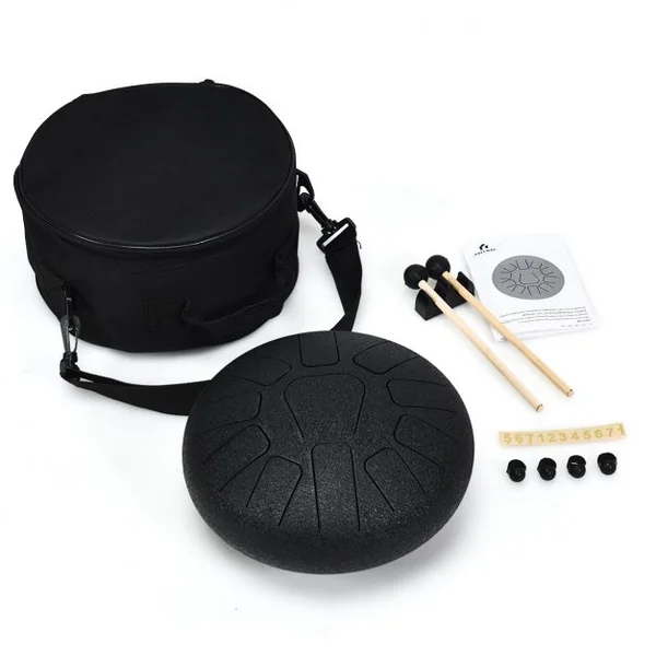 Handpan Tambour de Langue à 11 Tons en Acier de 10 Pouce avec Baguettes Sac 4 Plectres