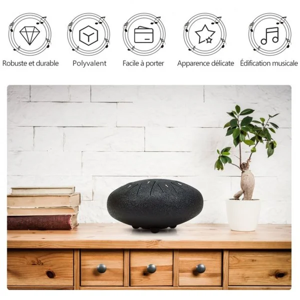 Handpan Tambour de Langue à 11 Tons en Acier de 10 Pouce avec Baguettes Sac 4 Plectres