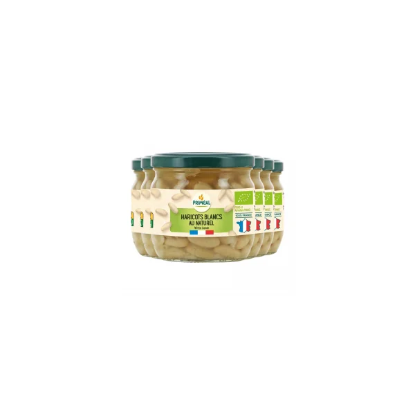 Haricots blancs au naturel - Origine France - Lot de 6x370ml