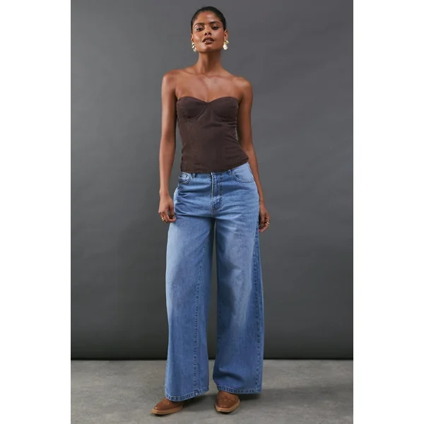 Haut Bustier en Velours Côtelé