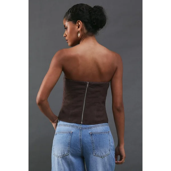 Haut Bustier en Velours Côtelé