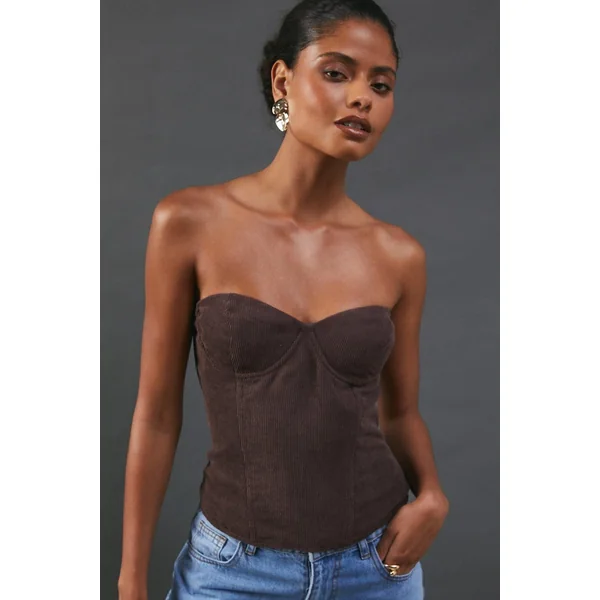 Haut Bustier en Velours Côtelé