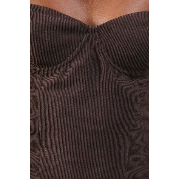 Haut Bustier en Velours Côtelé