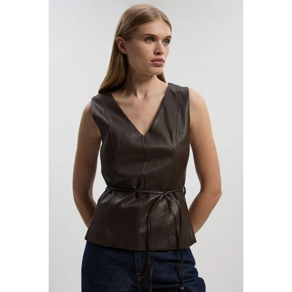 Haut Tailleur en synthétique avec Ceinture à Nouer