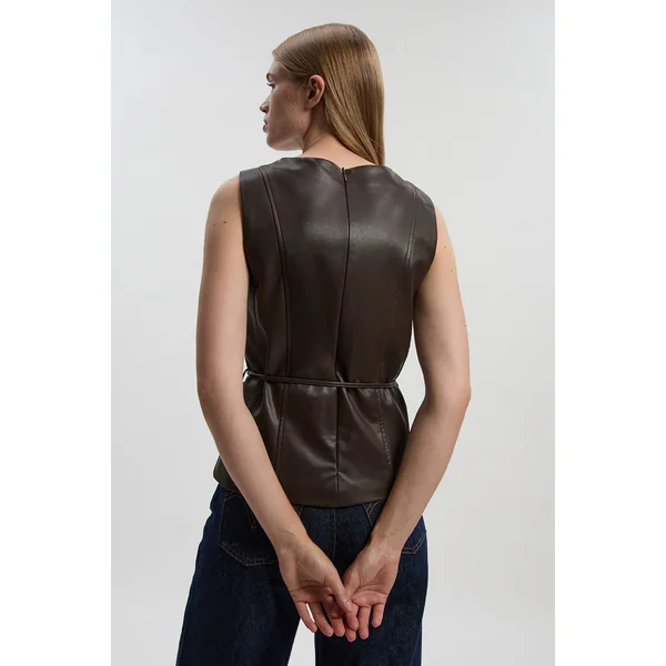 Haut Tailleur en synthétique avec Ceinture à Nouer