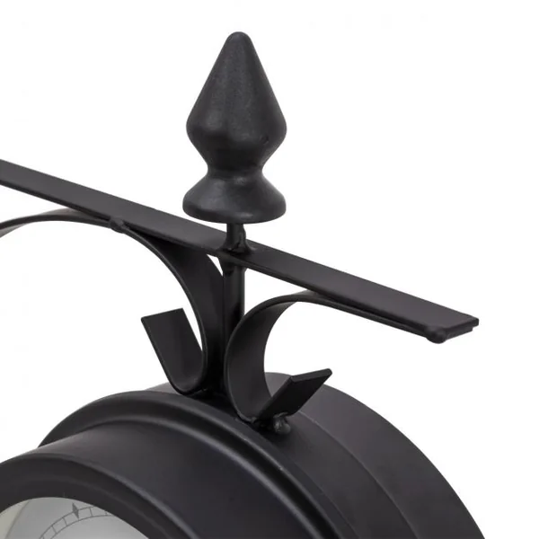 Horloge de gare Pendule murale rétro en métal Cadran double face Silencieuse, pour intérieur extérieur, 30x10x33cm, Noir